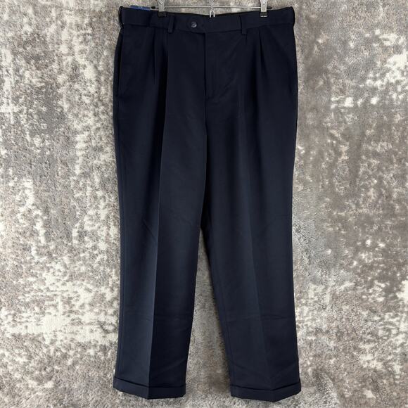NEW Croft & Barrow Size 36x29 Pleated Chino Pants Navy Button Zip Pocket - Picture 1 of 14